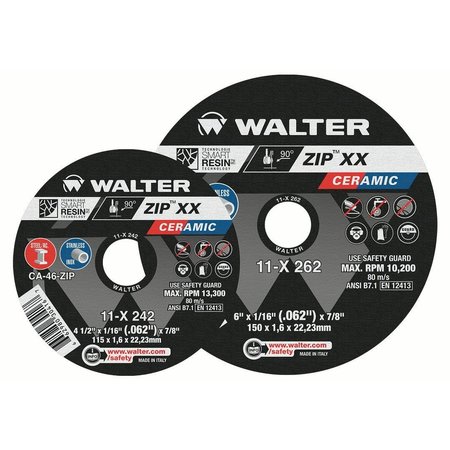 Walter Surface Technologies Zip xx Cut-Off Wheel  4 1/2'' x 1/16'' x 7/8'' T1 11X242